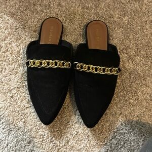 Madden Girl Chain Link Detail Black Mules Loafers